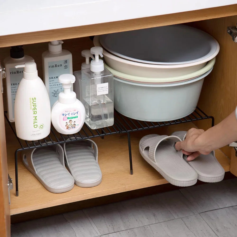 Iron Kitchen Storage Rack - Multi-Functional Closet Shelf for Dish Drying, Spice Jars, and Seasoning Bottles