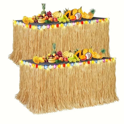 Vibrant Tropical Hawaiian Table Skirt - Reusable Luau Party & Summer Event Decor