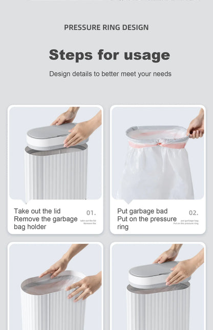 7/9L Automatic Sensor Trash Can – Smart Induction Garbage Bin with Roman Striped Design for Bathroom & Kitchen