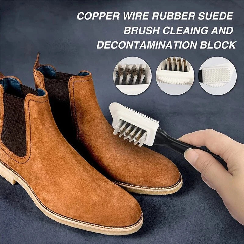 3 Side Cleaning Shoe Brush - S Shape Plastic Shoe Cleaner for Suede, Snow Boot, and Leather Shoes