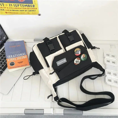 Harajuku Nylon Crossbody Bag – Unisex Messenger Shoulder Bag for Men & Women, School Book Canvas Handbag Youth Travel Sac Bolsa