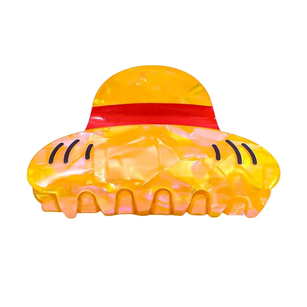 Luffy Straw Hat Hair Clip - Cute Acrylic Anime Hair Claw for Creative Hairstyles and Gifts