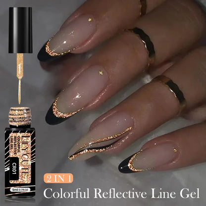 LILYCUTE 5ml Silver Metallic Liner Gel Polish – Super Bright UV Nail Art Stripe & Drawing Paint Varnish, Mirror Effect Graffiti Gel