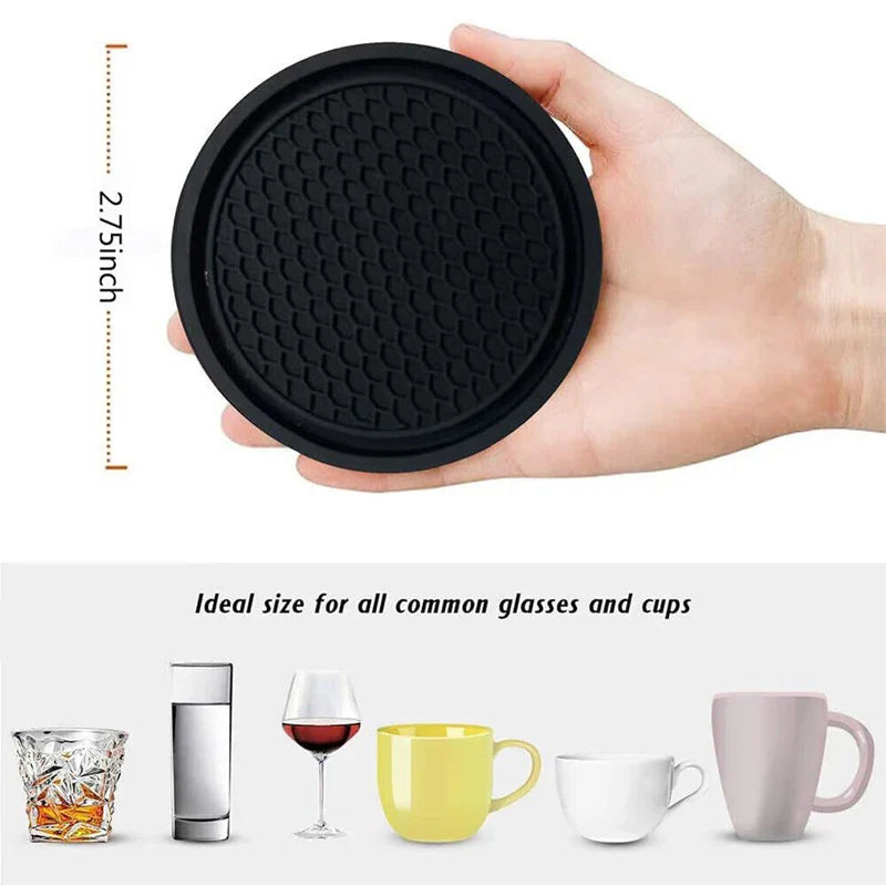 4PCS Universal Silicone Car Cup Holder Inserts – Anti-Slip Round Mats for Center Console Storage & Interior Protection