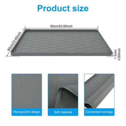 Mini Fridge & Appliance Silicone Mat 60x60cm – Non-Slip Drip Pan with Raised Edges for Floor Protection