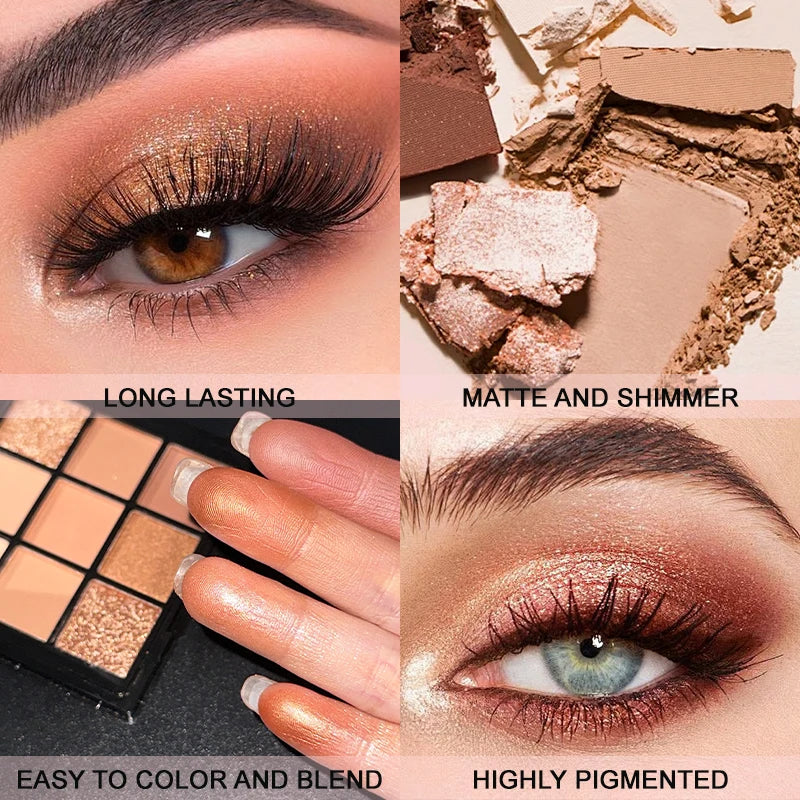 9-Grid Red Eyeshadow Palette – Purple Glitter, Pearlescent Matte & Shimmer Long-Lasting Eye Makeup for Women