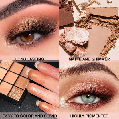 9-Grid Red Eyeshadow Palette – Purple Glitter, Pearlescent Matte & Shimmer Long-Lasting Eye Makeup for Women