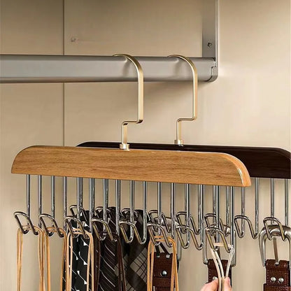 Solid Wood Clothes Drying Rack – 8-Hook Multi-Purpose Hanger for Clothes & Pants, Portable Home Organizer