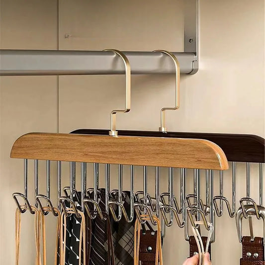Solid Wood Clothes Drying Rack – 8-Hook Multi-Purpose Hanger for Clothes & Pants, Portable Home Organizer