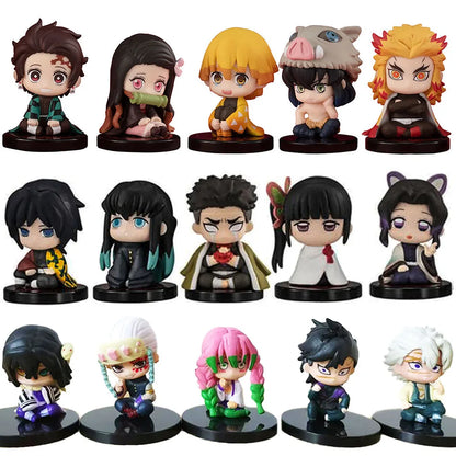 Q Posket Demon Slayer Figures – Mini PVC Dolls, Kimetsu no Yaiba Desktop Decoration, 5/10/15pcs Sets