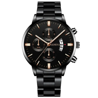 Fashion Men's Stainless Steel Watch – Luxury Quartz Wristwatch with Calendar for Business & Everyday Wear