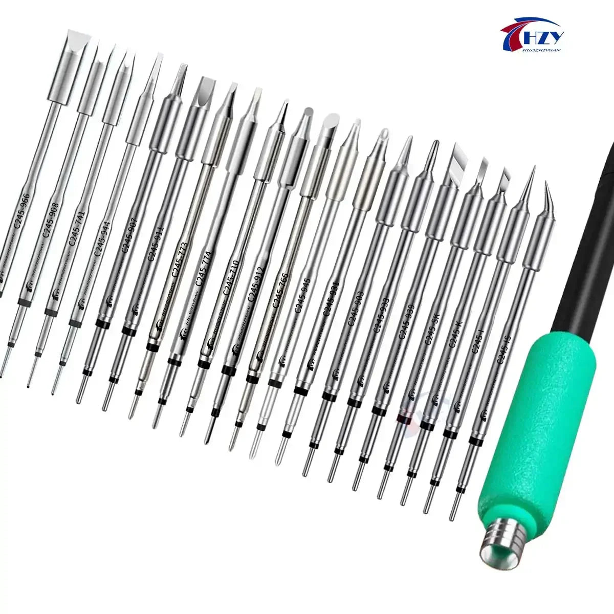 HZY C245 Series Soldering Iron Tips Set – I/IS/K/SK/939/945/966 Universal T245 Compatible Tips for Phone Repair & Soldering Stations