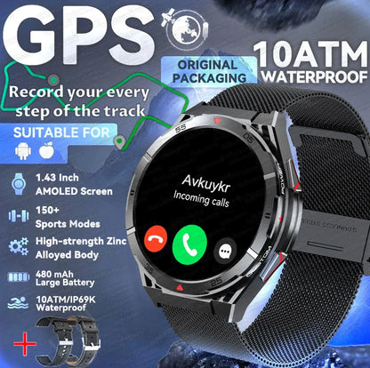 2025 Huawei Original Premium GPS Smartwatch — Ultra HD AMOLED Display, Built-in GPS, Bluetooth Call & 10ATM Waterproof Smart Bracelet