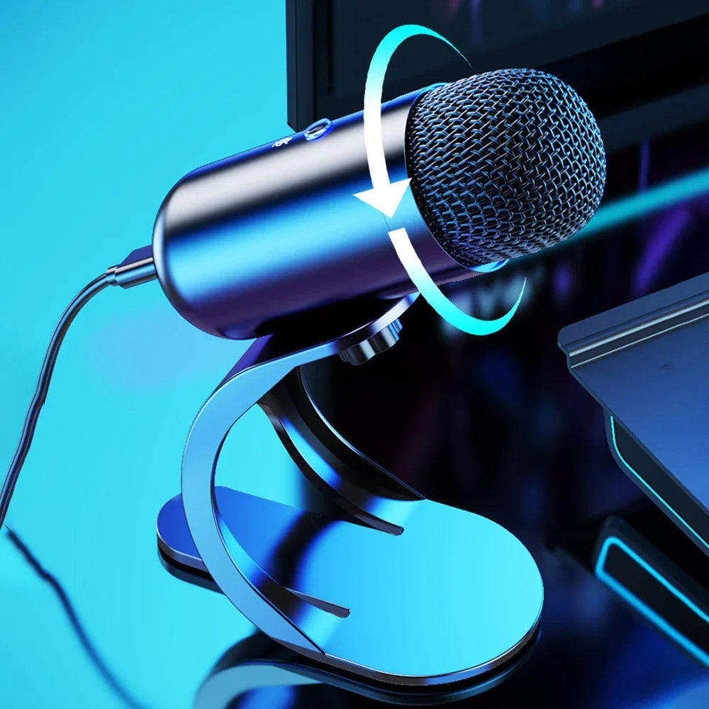 USB Gaming Microphone with RGB — Noise Cancelling PC Condenser Mic for Streaming & Podcasts