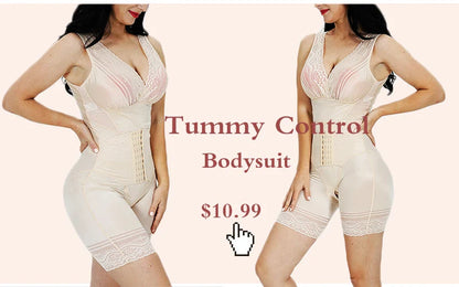 GUUDIA Ribbed Tummy Control Jumpsuit – Light Compression Daily Shaper Bodysuit with Open Crotch Shapewear Design