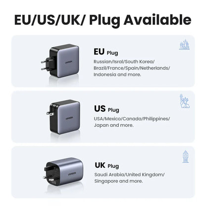 UGREEN 100W GaN 5-Port USB-C Charger – Fast Charger QC4.0/3.0 PPS for MacBook, Laptop, iPhone 16/15/14 Pro, Tablet