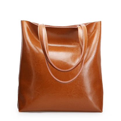 2023 Genuine Cow Leather Women’s Handbag – Large Vintage Office Tote Shoulder Bag for Ladies