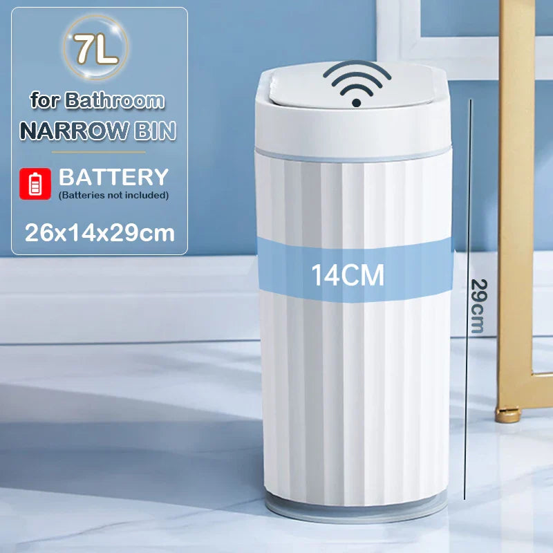 7/9L Automatic Sensor Trash Can – Smart Induction Garbage Bin with Roman Striped Design for Bathroom & Kitchen