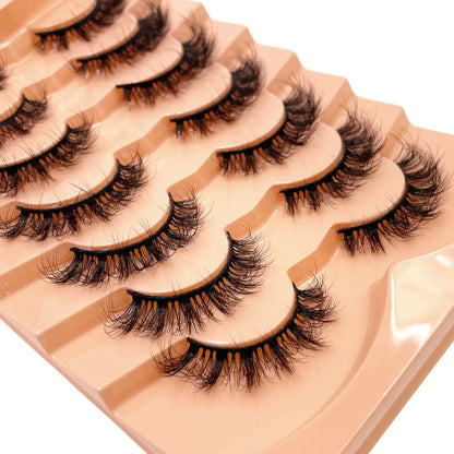 7 Pairs 3D Mink Fur False Eyelashes – Thick Short Dramatic Natural Look Makeup Lashes Wholesale