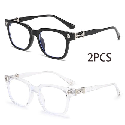 3-Piece Square Blue Light Glasses - Unisex Black & Clear Frame Computer Eyewear