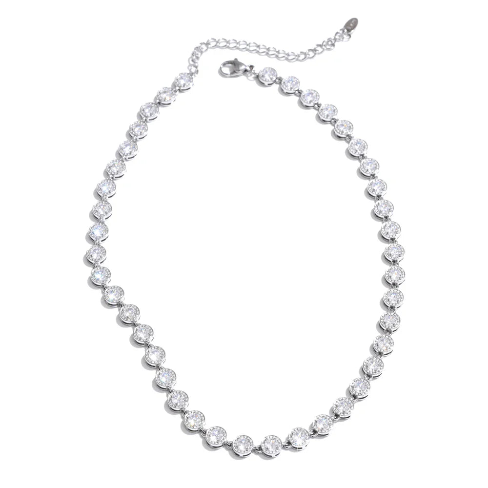NiNice 316L Stainless Steel Jewelry Set – Colorful Cubic Zirconia Necklace and Bracelet, Exquisite Luxury Fashion Design