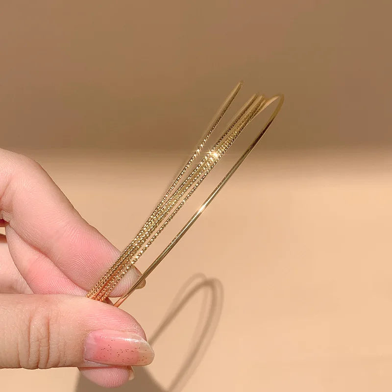 Thin Gold Multilayer Alloy Headband – Double Root Metal Hair Hoop for Women, Smooth & Stylish Hair Accessory