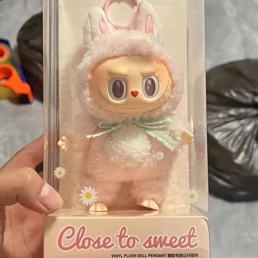 Mokoko Sweetheart Pink Labubu Doll Pendant — Cute 1:1 Replica Ornament, Christmas Gift for Kids