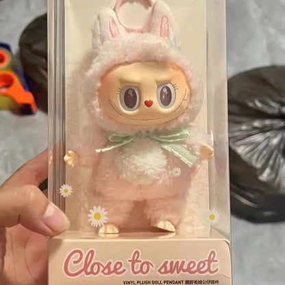 Mokoko Sweetheart Pink Labubu Doll Pendant — Cute 1:1 Replica Ornament, Christmas Gift for Kids