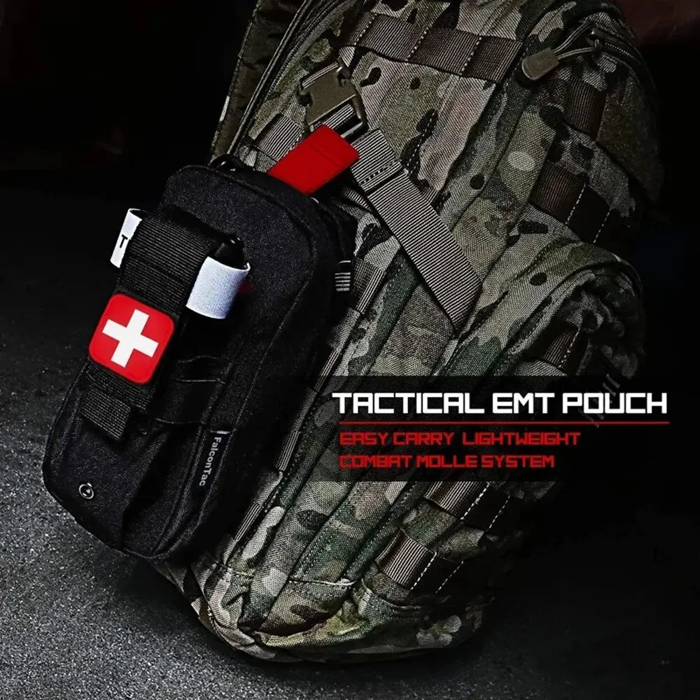 Outdoor Tactical First Aid Kit - Medical EDC Pouch with Tourniquet, Scissors & Survival Essentials - Military-Grade Waist Bag for Emergency Preparedness