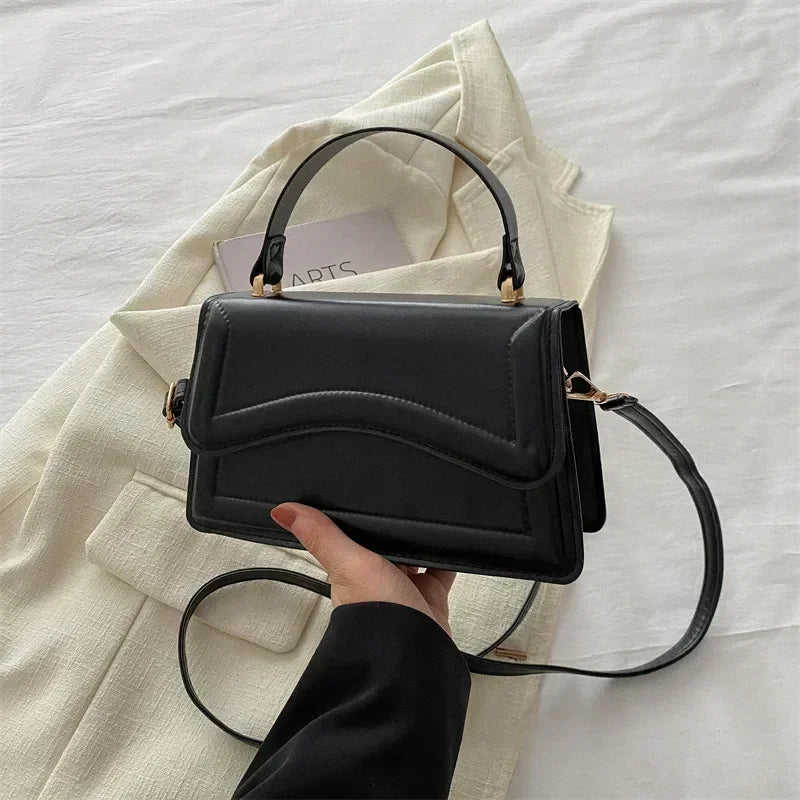 Women's PU Leather Crossbody Handbag – Solid Color Shoulder Purse & Small Messenger Tote Bag