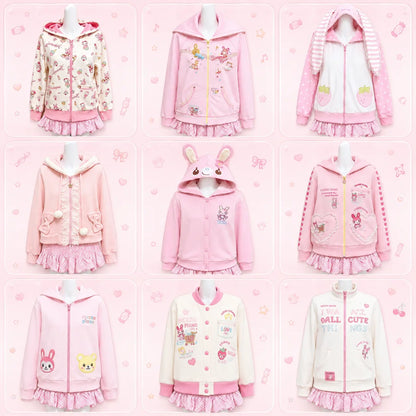 Cute Printed Cardigan - Y2K Fairy Grunge Ruffle Patchwork Harajuku Outerwear