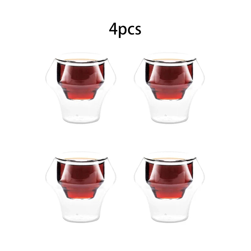 MHW-3BOMBER Double Wall Glass Espresso Cups – Anti-Scald Reusable Tea & Coffee Mugs for Home or Barista Use