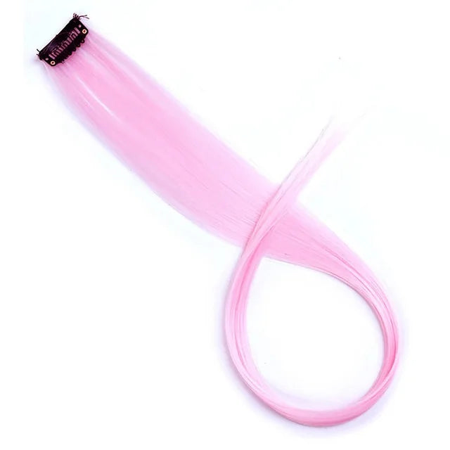 WIGSIN Synthetic Long Straight Rainbow Hair Extension – Colorful Purple Red Blue Hairpiece for Women