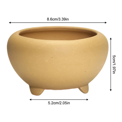 Ceramic Round Plant Pot - Succulent & Orchid Planter with Drainage Holes for Indoor & Outdoor Decor
