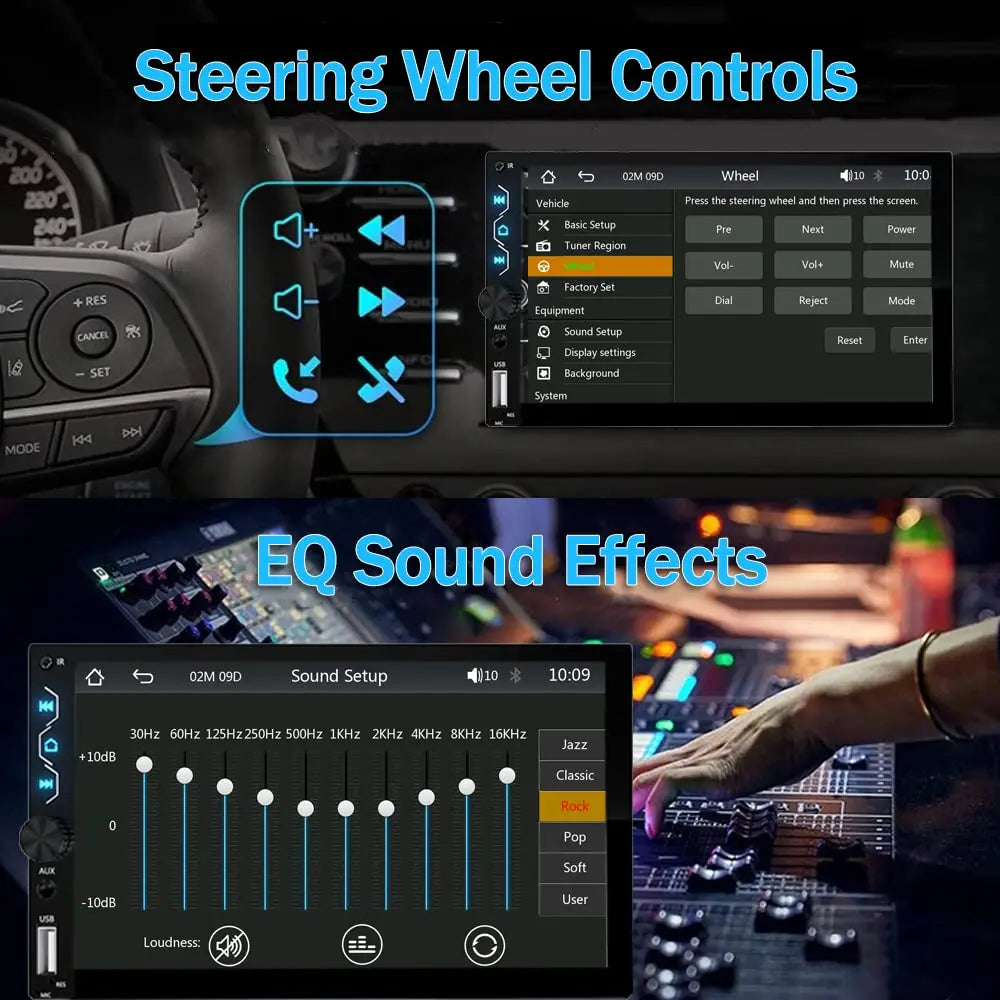 7" Wireless 2DIN Car Radio Stereo – HD Touchscreen CarPlay Android Auto Video Player with Bluetooth, FM & Rear View Camera