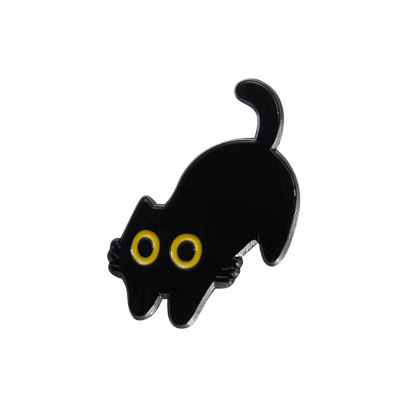 Cute Black Cat Enamel Pin – Tiny Cartoon Animal Metal Brooch Badge Jewelry Accessory Gift