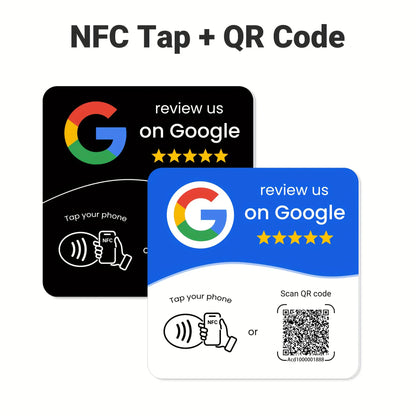 NTAG215 NFC Google Review Card - Programmable 13.56MHz Square Stand with Editable QR Code