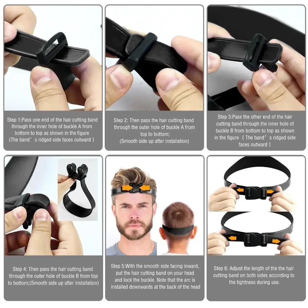 Adjustable Home Hair Trimming Headband | Silicone Neckline Shaving Template for Haircuts | Curved Hair Cutting Guide for Styling