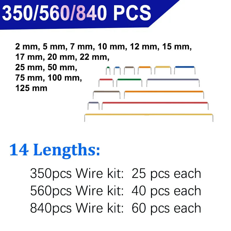 840/560/350PCS Breadboard Jumper Wire Kit – Assorted 14 Lengths for DIY Electronics & Circuit Prototyping