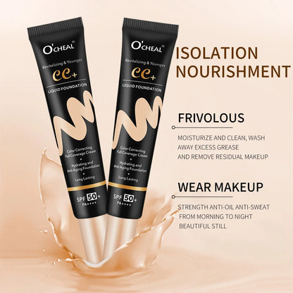 Ocheal 30g BB/CC Sunscreen Cream SPF 50/PA+++ – Anti-Aging, Long-Lasting Full Coverage Facial Foundation