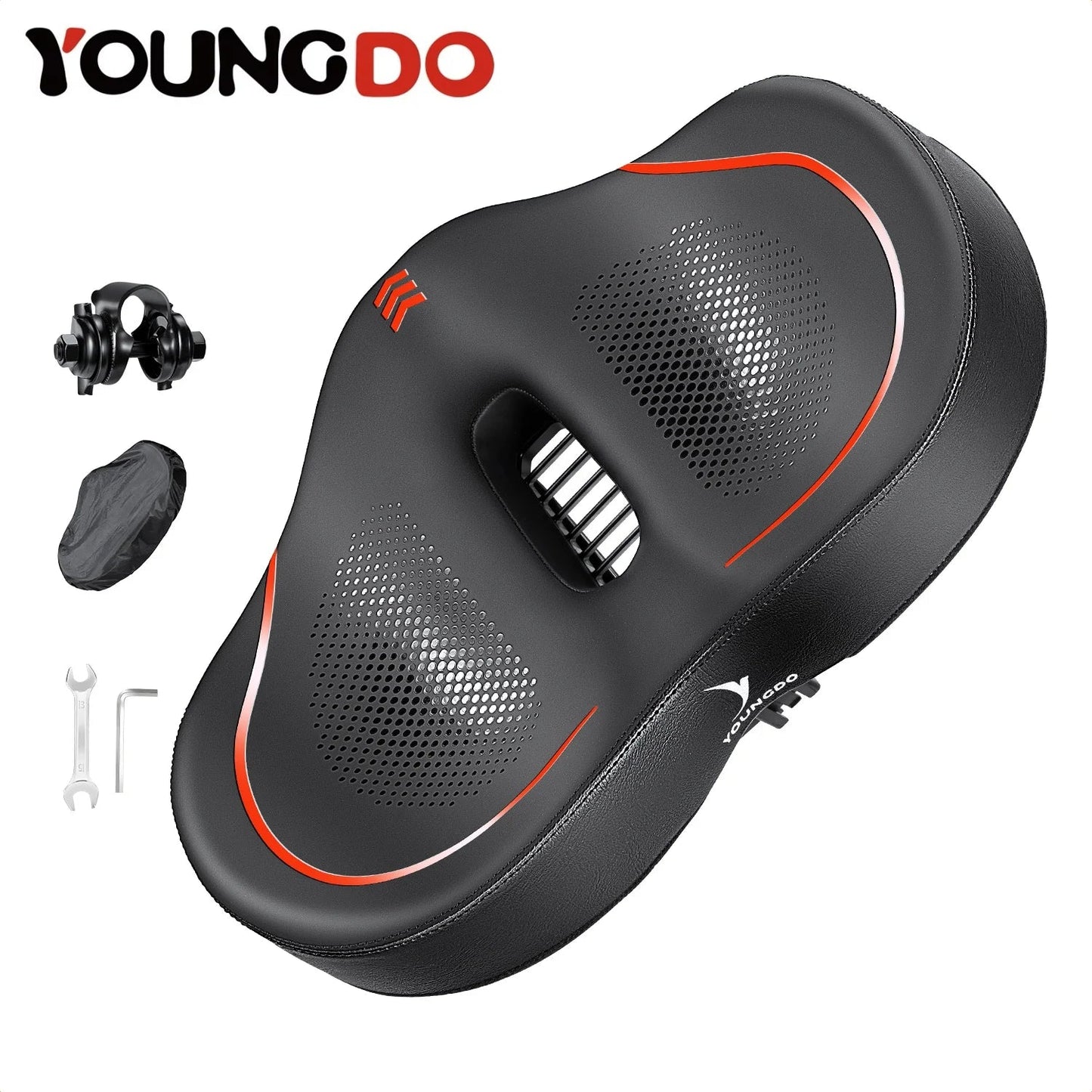 YOUNGDO Noseless Oversize Bike Seat Cushion | Wide Bicycle Saddle for Peloton, Stationary, Ebike & City Bikes