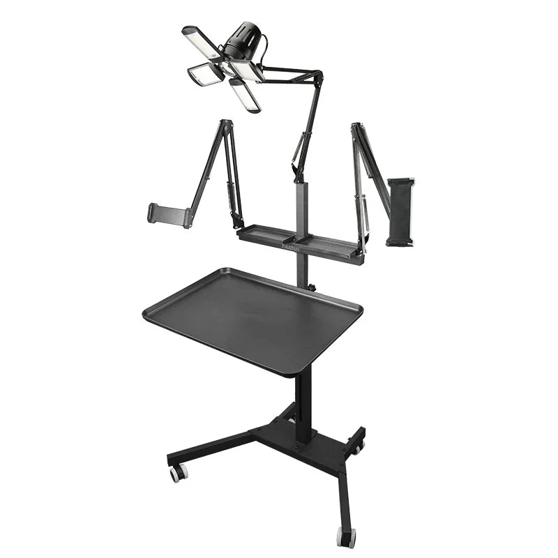 TAIDU Tattoo Workstation – Foldable LED Light 60W with Phone Holder, Tray Table, Nail Lamp & Tattoo Work Cart