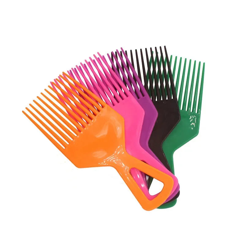 Wide Teeth Hair Pick Comb – Plastic Fork Brush for Curly Afro Hair, Styling Tool for Detangling & Volume