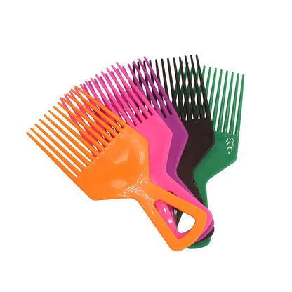 Wide Teeth Hair Pick Comb – Plastic Fork Brush for Curly Afro Hair, Styling Tool for Detangling & Volume