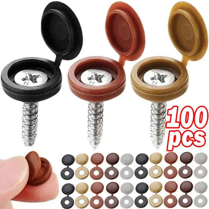 10/100Pcs Plastic Protective Covers - Phillips Screw Decorative Caps, 7 Colors Cross Screw Folding Cap for Nails and Screws