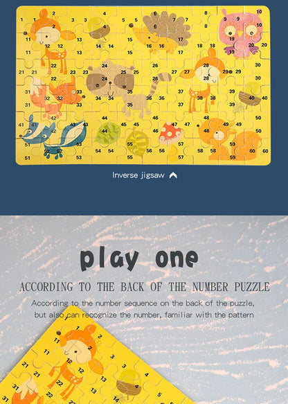 60PCS Cartoon Jigsaw Puzzle with Metal Box – Kids Educational Animal & Vehicle Puzzle Game
