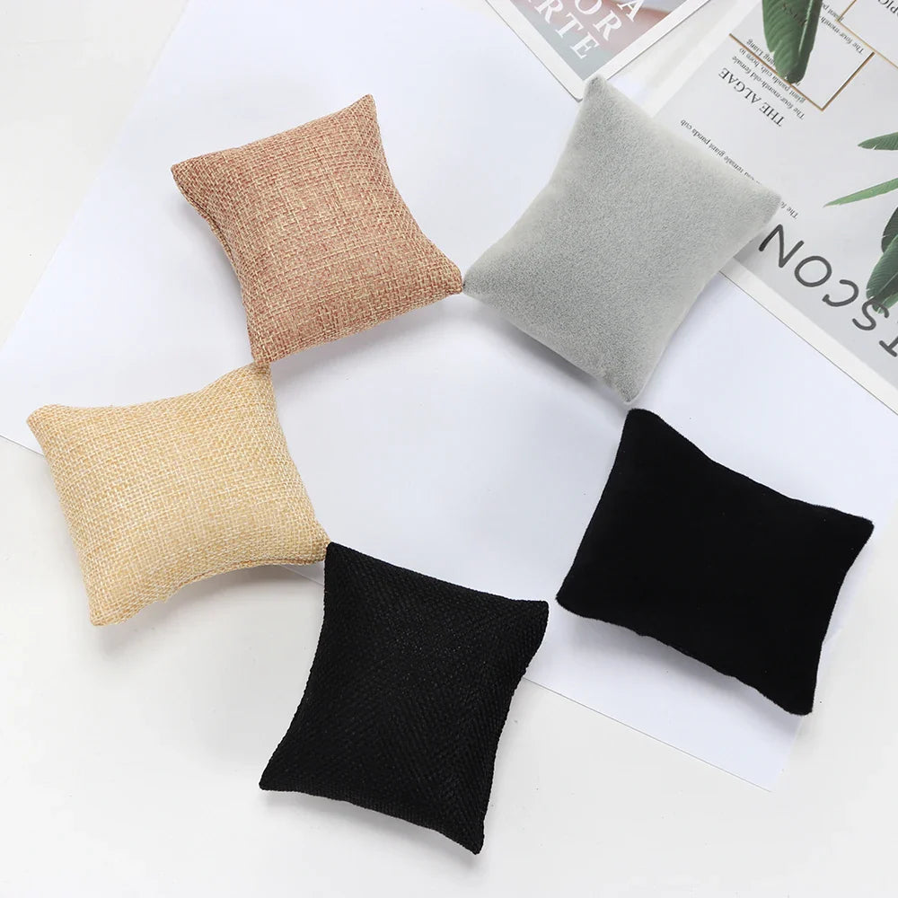 5-Color Fabric Jewelry Display Pillow – Beige Black Grey Bracelet & Watch Cushion Holder for Gifts & Wholesale DIY Accessories