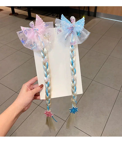Disney Frozen Elsa Princess Wig & Braid Hairpin - Kawaii Hair Clip Accessories for Girls, Anime Cartoon Toy Gifts