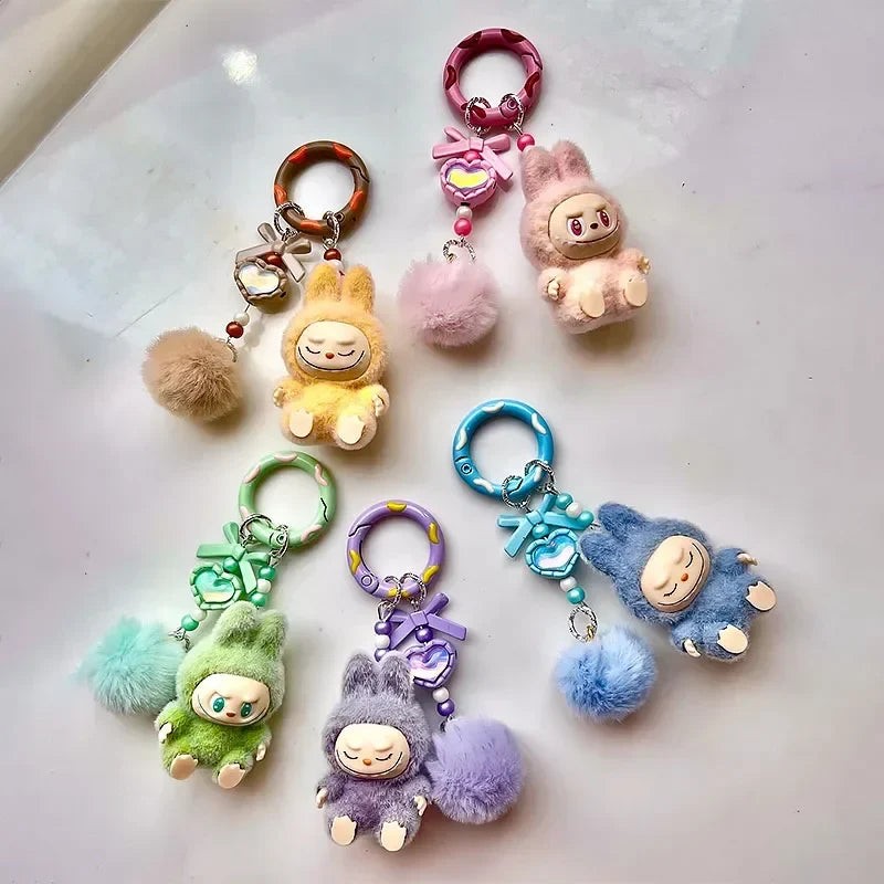 Kawaii Labubu Keychain — 3D Cartoon Doll Pendant for Schoolbag or Car, Trendy Gift for Men & Women