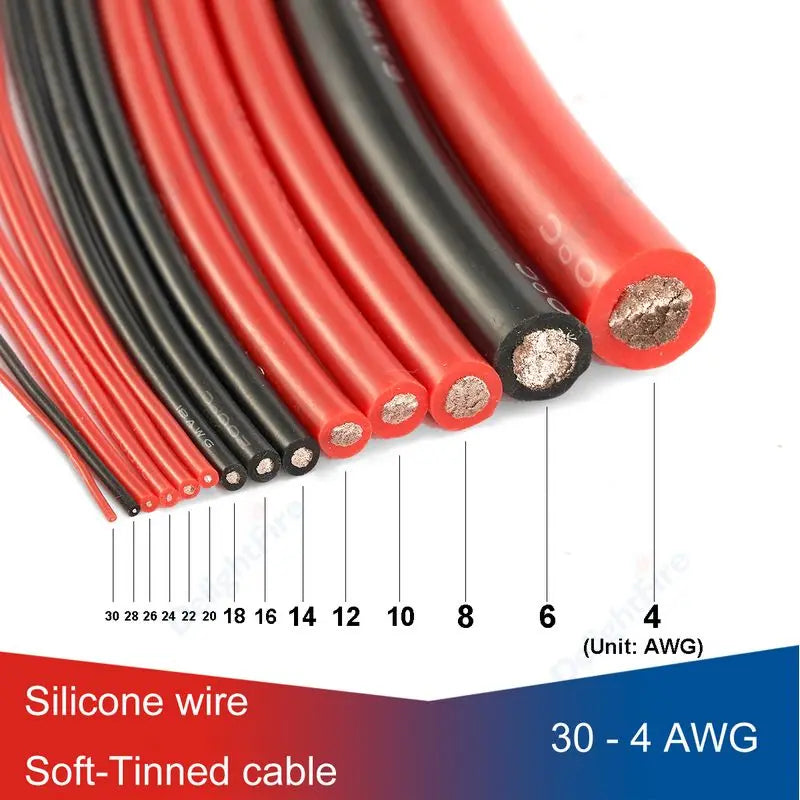 Solar Panel Red & Black Silicone Cable – Heat-Resistant Automotive Battery Wire 4–24 AWG